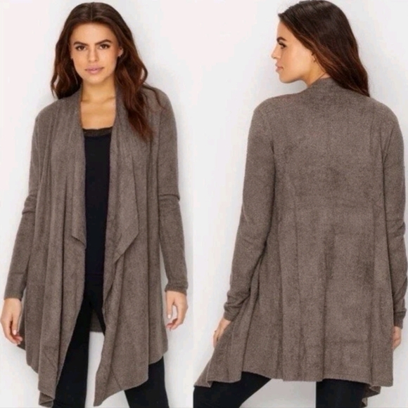 Barefoot Dreams Sweaters - Barefoot Dreams Bamboo CozyChic Lite Island Wrap Cardigan S/M Taupe Brown